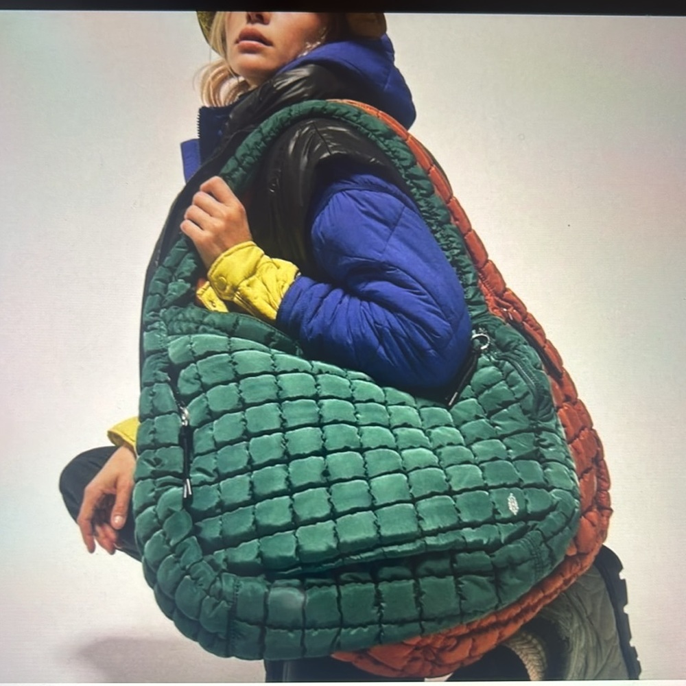 Free People Quilted Carryall Color Fuji jade